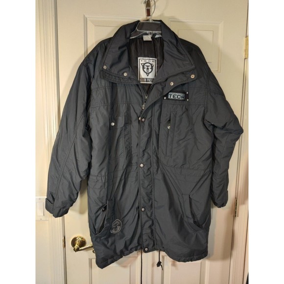 Vintage OP Ocean Pacific Tech Jacket Men's Sz L Full Zip Snap Snowboard Coat - Picture 1 of 14